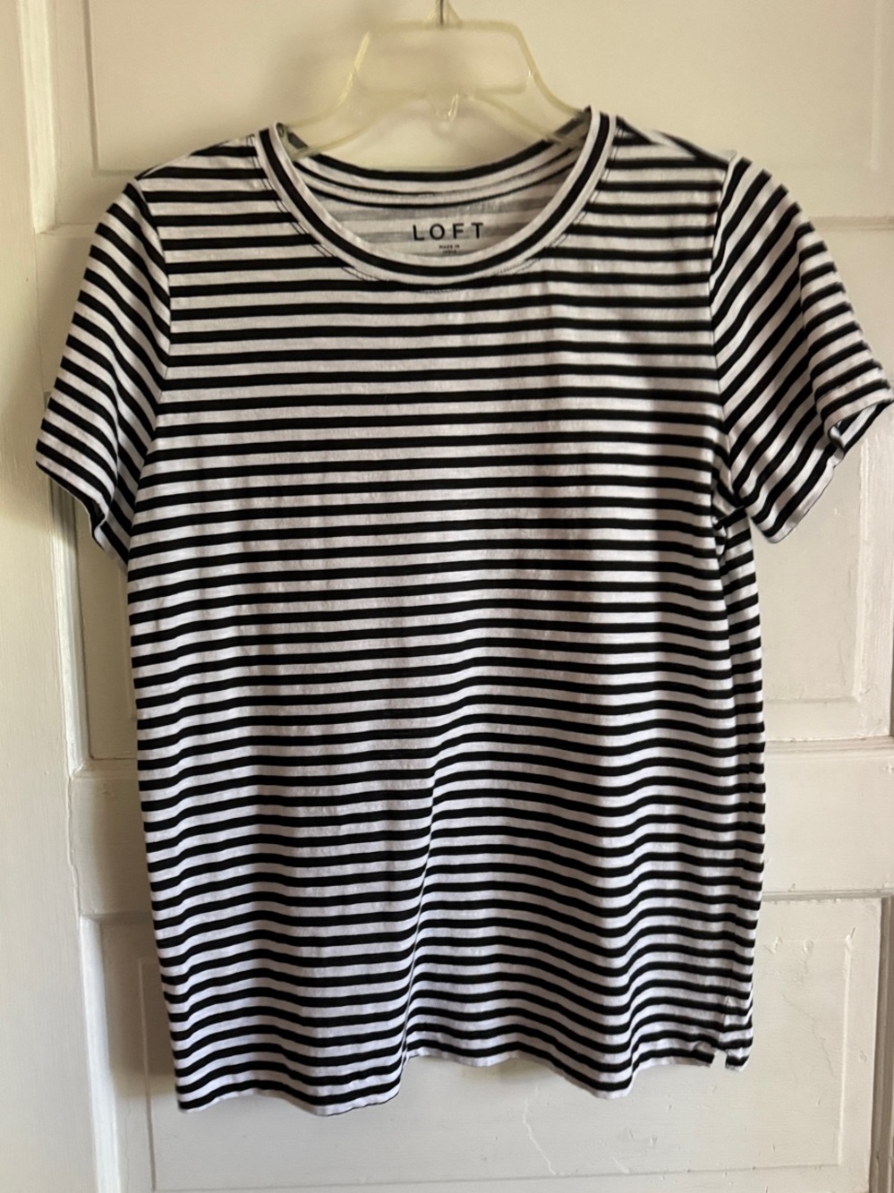 LOFT Black & White Striped Short Sleeve Tee